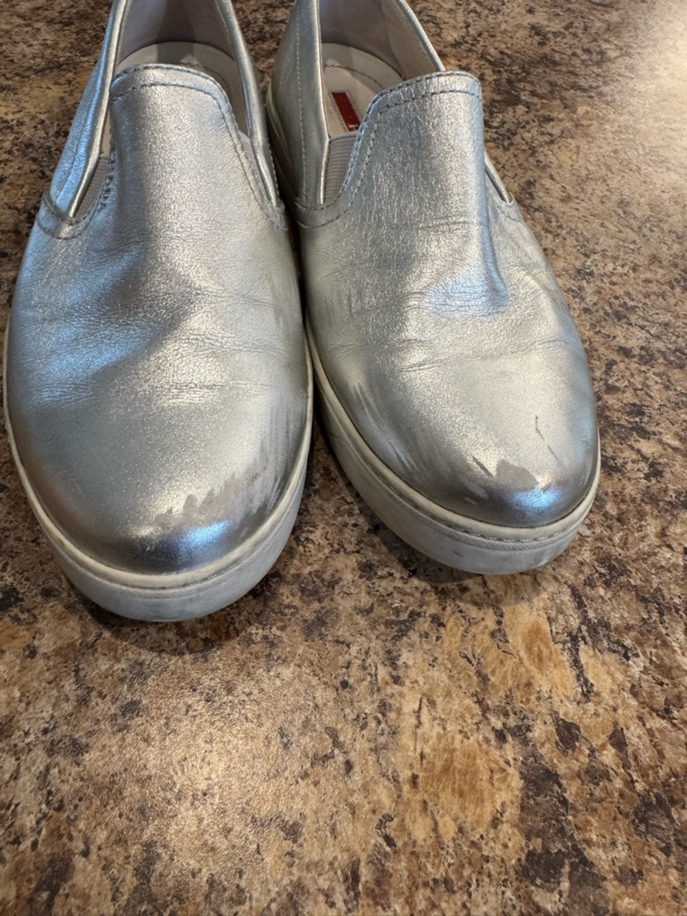 Prada Metallic Silver leather women's size US 7 37 slip-on sneaker - Picture 5 of 11